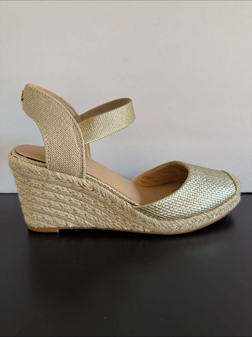 Lauren Ralph Lauren Gold Espadrille Wedge Sandals